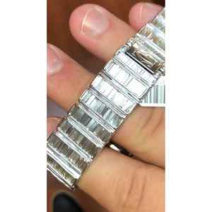 Reloj Mecánico Personalizado con Moissanita Corte Baguette para Hombre, Totalmente Cubierto de Piedras, Calidad Premium de Marca, Automático, Cristal de 20mm, Regalo de Moda - Product Image 5