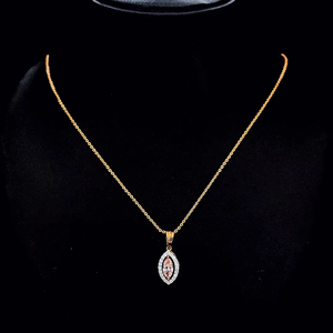 Collar con Colgante de Diamante Cultivado en Laboratorio con Corte Marquesa en Oro Rosa de 9K y Cadena de Eslabones - Joyería de Moda para Bodas y Compromisos - Product Image 1