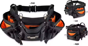 Leather Tool Pouch for carpenters 10 pockets Tool Belt Bag Electrician Framers - Product Image 3