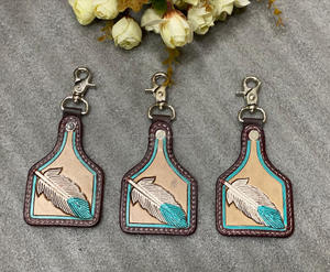 Porte-clés en cuir taillé sculpté à la main Porte-clés en cuir de forme exotique mignon Accessoires en cuir taillé Porte-clés mignons pour unisexe - Product Image 2