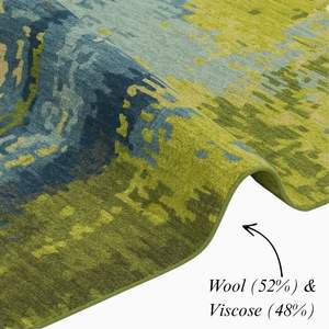 Tapis moderne à nœuds floraux, noué à la main, en laine et soie, écologique, avec envers antidérapant en latex, à poils plats, 1 pièce, usage commercial - Product Image 3