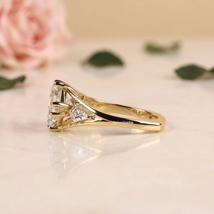 Luxury HIPHOP SPARKLE Gold Marquise Cut Bypass <b>Ring</b> Sculpted Split Shank Pave Moissanite Curves Elegant Modern <b>Statement</b> - Product Image 4