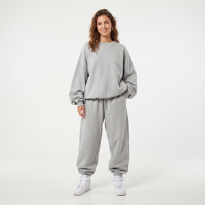 Ensemble de survêtement en coton pour femme, manches longues, coupe ample, style streetwear hiver, pantalon de survêtement oversize à jambes larges - Product Image 6