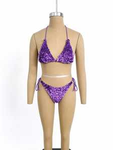Handmade Women's Triangle Halter Bikini Set Pearls Crystal Beads Eco-Friendly 100% Polyester Quick Dry Front/Back Logo ODM - Product Image 5