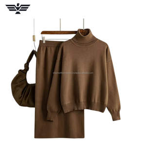 2025 Best Selling Women's Black Collarless Knit <b>Sweater</b> Knee <b>Skirt</b> Co-ord Outfit Casual Solid Summer Short Top Breathable - Product Image 6