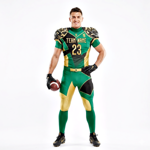 Vêtements de sport, ensemble d'uniformes de football américain de couleur verte avec combinaison de couleurs or et noir, vente chaude, qualité d'exportation - Product Image 1