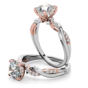 Anillo de compromiso Infinity de dos tonos con diamante redondo brillante cultivado en laboratorio de 18/22k/24k para mujeres y niñas, ideal para usar en fiestas de boda. - Product Image 2
