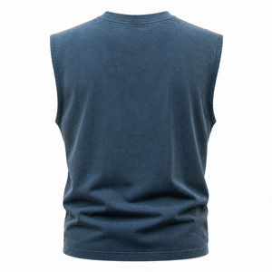Camiseta sin mangas estilo Y2K, color azul petróleo, de algodón y modal lavado, con gráfico de estrella de terciopelo negro. - Product Image 5