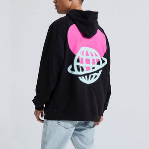 Men's 100% Cotton Breathable Loose Fit Streetwear Solid Pullover Hoodies Puff Printing Waterproof Lined ODM Winter High Quality - Product Image 2