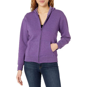 Women's Solid Color Heavyweight Fleece <b>Zipper</b> Hoodie Casual Blank Streetwear Style Jogging outdoor Wear Sports Zip-Up Hoodie - Product Image 1