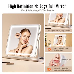 Specchio da Trucco LED con Porta USB e Touch Screen, Ingrandimento 5X con Tre Modalità di Illuminazione Colorata - Product Image 3