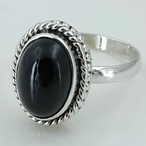 Black Onyx <b>Ring</b> 925 Sterling <b>Silver</b> Handmade Boho <b>Statement</b> Promise <b>Ring</b> for Women Natural Oval Black Onyx <b>Ring</b> July Birthstone - Product Image 1