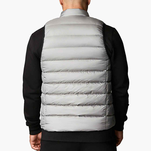 Gilet matelassé gris pour homme à col montant, coupe-vent, fermeture éclair, décontracté, sans manches, couleur unie, rembourrage en polyester - Product Image 3