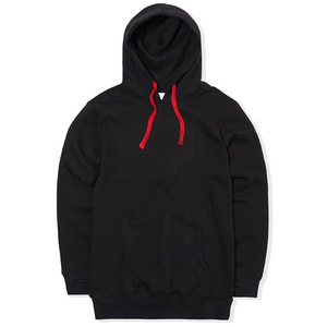 Custom Logo <b>Men</b> <b>Pullover</b> Hoodie Black Plain Blank Fleece Cotton Oversized Streetwear Red Drawstring Unisex Hoodies Sweatshirt - Product Image 1