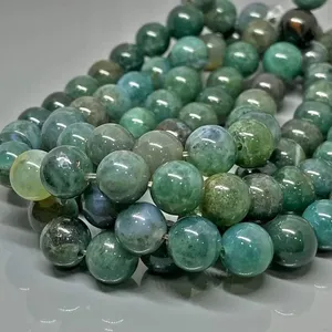 Natural Moss Agate Smooth Round AA Grade Gemstone Beads <b>Stretch</b> <b>Bracelet</b> Healing Jewelry Wholesale - Product Image 4