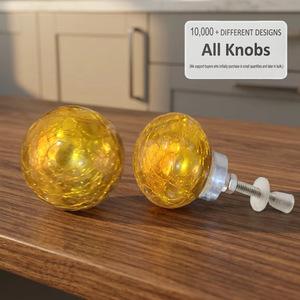 Ba Golden Crackle Glass Round Cabinet Knob <b>Drawer</b> Handle Modern Eco-Friendly Easy Installation Home Office Durable - Product Image 2
