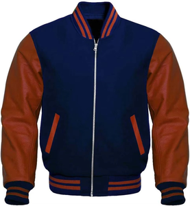 Custom Logo Stand Collar Fleece Breathable Baseball Letterman Varsity Jacket <b>Men</b> Vintage Blank Comfortable - Product Image 2