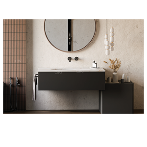Lavabo de Baño Rectangular de Mármol para Encimera, Mueble de Madera, Diseño Moderno, Acabado Dorado, con Escurridor - Product Image 5
