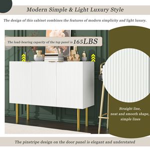 Credenza Moderna e Lussuosa per Soggiorno, Mobile in MDF con Gambe in Metallo Dorato, Ripiani Regolabili e Maniglie Incluse - Product Image 4