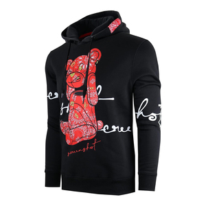 เสื้อสเวตเชิ้ตมีฮู้ดสีเทาสำหรับผู้ชายพิมพ์ลายการ์ตูนหมีสีแดงทรงปกติสวมใส่สบายๆในฤดูใบไม้ร่วง - Product Image 6
