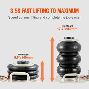 Martinetto Pneumatico a Tre Sacche da 3 Tonnellate/6600 Libbre, Sollevamento Rapido 3-5s, Altezza 17,7 Pollici/450 mm, Sei Tubi in Acciaio, per Auto - Product Image 3