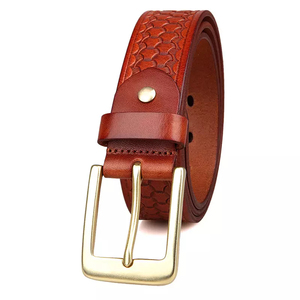 Ceinture décontractée en cuir véritable PRIMEFIELD ENTERPRISES, couleur unie, boucle ardillon en cuir de vachette, style robuste et durable - Product Image 6
