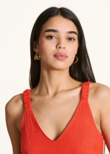 Mono vintage de algodón de pierna ancha para mujer |   Camiseta de Tirantes Finos con Cuello en V, Ecológica, Transpirable, para Verano |   Ropa de Playa Personalizada de Cintura Baja - Product Image 5