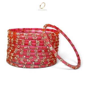 Bracelets en verre rose goutte de pluie kashmiri pour femmes, plaqués or, ornés de zircon et de pierres, pour occasions spéciales, mariages et mariées, vente en gros - Product Image 3
