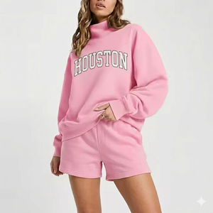 Bliss Winter Mock Neck Shorts <b>Set</b> For Women Matching Outfit Cozy Gentle Warm Relaxed Stylish Daily Clothing - Product Image 1