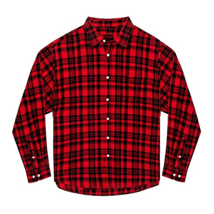 Chemise en flanelle personnalisée avec logo pour homme, poche plaquée, ourlet incurvé, motif à carreaux, manches longues, style décontracté, fabriquée en flanelle. - Product Image 1