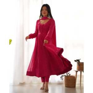 PURE SOFT FOX GEORGETTE LAHERIYA IMPRESIÓN DE ROSA DE 2017 - Product Image 1