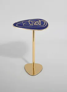 Table d'appoint contemporaine Art Déco en aluminium, finition martelée artistique, couleur et taille personnalisables, décoration de salon, cadeau Diwali - Product Image 5
