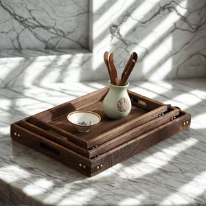 Venta al por Mayor de Bandejas Decorativas de Madera Cuadradas Minimalistas de Alta Calidad, Bandejas de Madera Personalizadas - Product Image 4