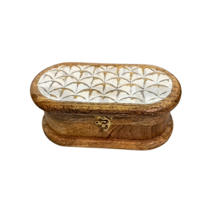One Handed Bid <b>Model</b> 106 <b>Wooden</b> Handcrafted Cutting Small Chest Oval Shape Tabletop Storage More-Multifunction Home/Office Decor - Product Image 6