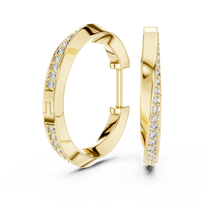 Juego de Aretes de Aro Simples en Oro Amarillo de 18 Quilates con Baño de Rodio, Diamantes Cultivados en Laboratorio con Certificación IGI, Lujo para Uso Diario y Eventos Glamurosos - Product Image 3