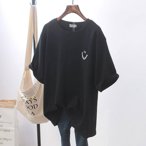 Wholesale Women's Loose Large Size Casual T-<b>Shirt</b> Summer Polyester Fiber <b>Half</b>-Sleeve Top Crew Neck Simple Women T <b>Shirt</b> - Product Image 4