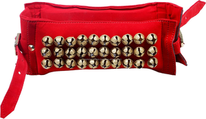 Ghungroo Metálico Hecho a Mano de Primera Calidad con Almohadilla de Terciopelo, 3 Líneas, 30 Campanas, Color Rojo, para Práctica y Actuación de Danza Clásica Kathak - Product Image 2