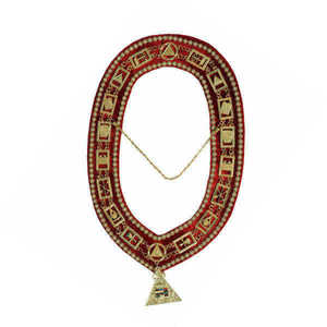 Chaîne de Collerette Maçonnique Plaqué Or sur Velours – Qualité Supérieure – Régalia Ancien Maître Maçon – Chaîne Maçonnique Métallique - Product Image 1