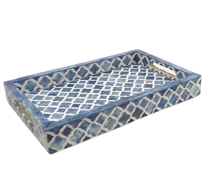 Bandeja Rectangular Decorativa de Lujo Hecha a Mano con Incrustaciones de Hueso Azul, con Asas, 10 mm de Grosor, para Mesa de Centro - Product Image 2