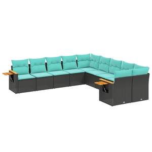 Juego de Sofás de Patio de 10 Piezas en Poliratán Negro con Cojines, Elegante Colección de Muebles para Exteriores - Product Image 2