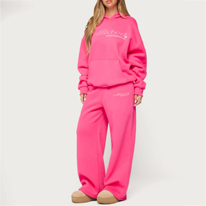 OEM <b>Custom</b> Womens Tracksuit DTF Personalized Casual Polyester Cotton Two Piece Set Hoodie Pants Trendy Street Wear Clothing - Product Image 1
