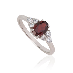 Beautiful Classic 925 Sterling <b>Silver</b> Oval Cut Natural <b>Garnet</b> & Diamond Accents Fine Handmade <b>Silver</b> <b>Ring</b> Jewelry - Product Image 3