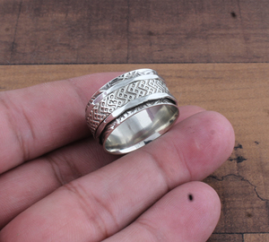 Wholesale 925 Sterling <b>Silver</b> Spinner <b>Ring</b> Handmade Meditation Fidget <b>Ring</b> Anxiety Relief Spinning Band for Women <b>Men</b> Jewelry - Product Image 1