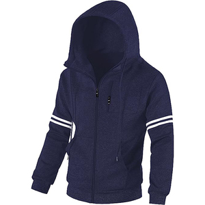 Veste zippée à capuche pour hommes, sweat-shirt en polaire de couleur unie, style streetwear décontracté - Product Image 1