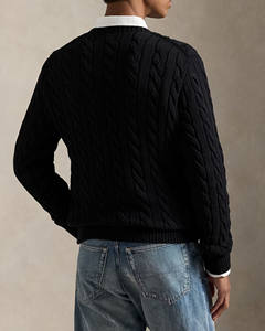 Pull en maille côtelée noir pour homme, chaud, élégant et décontracté, idéal pour l'hiver et le quotidien. - Product Image 3