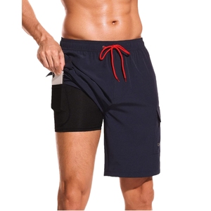 Quick Dry Elastic Waist Loose Fit Casual Athletic Gym Shorts with Multi Pockets, Double Layer Design Running Short - Product Image 2