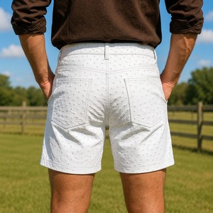 Embossed Ostrich Leather <b>Shorts</b> For <b>men</b>, <b>white</b> Ostrich print, <b>Men</b>’s Ostrich Leather <b>Shorts</b> , Trendy <b>Shorts</b> For <b>Men</b> Gift For Him - Product Image 6
