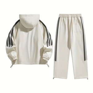 Nouvelle veste d'hiver à manches longues pour homme et femme, 100% coton polaire, séchage rapide, rayures rétro, 300g, coupe ample, tenue décontractée tendance pour couple - Product Image 2