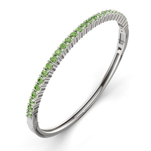 Bracelet jonc ouvrable en or rose 14 carats avec diamant de laboratoire vert océan rond (1 carat) Tw. Coffret Cadeau Luxe pour Femme avec Monture Sertie – Vente en Gros - Product Image 4