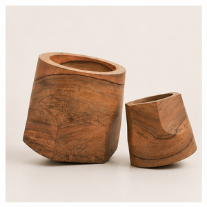 Maceta Geométrica Hecha a Mano de Madera Maciza para Suculentas y Plantas de Interior, Decoración Rústica Moderna para el Hogar, Maceta de Madera para Mesa - Product Image 1